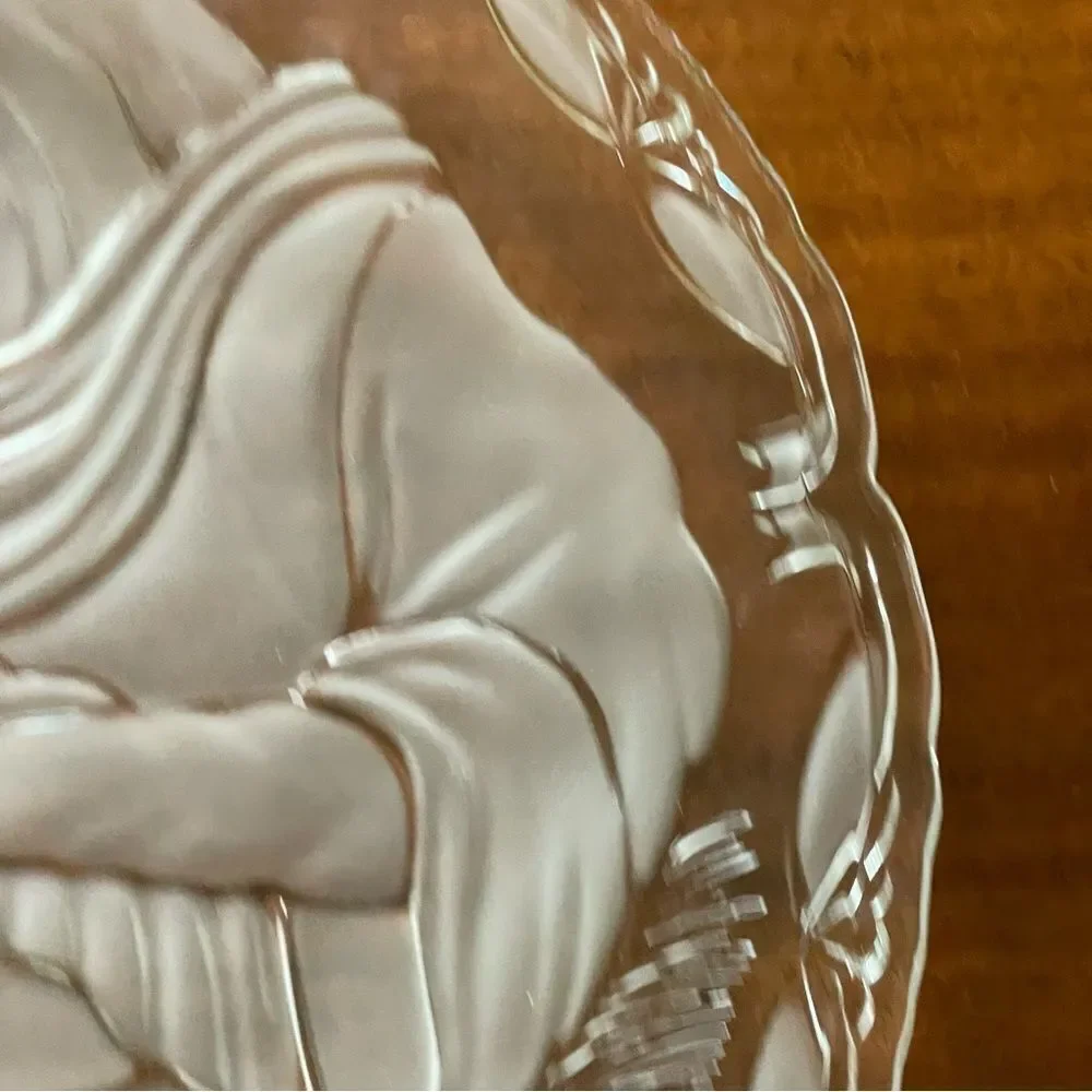 NIB MIKASA Madonna And Child Glass Frosted Serving Platter 15” Religious Holiday